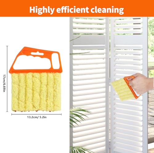 6 Finger Blind Cleaner Duster Tool, LZJPECES Window Blinds Cleaner with 6 Reusable Microfiber Covers for Venetian, Wood, Vinyl Blinds, AC Vents, Window Sills & Tracks