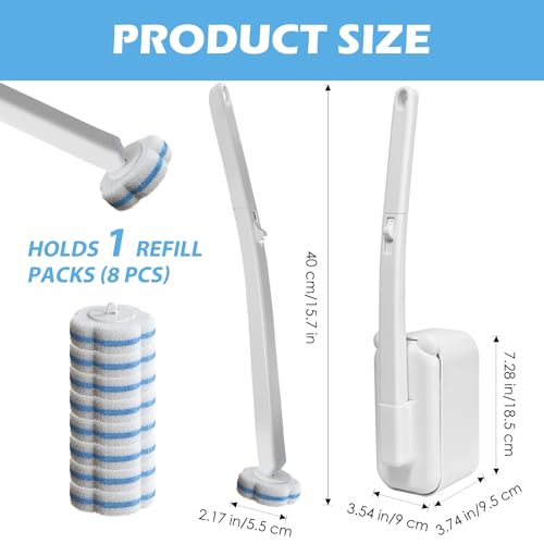 Disposable Toilet Brush Cleaning System, 2pcs Wands with 104pcs Replacement Heads,Stick for Toilet Cleaning,Wands with Refills Pads,Wall Mounted Toliet Wand for Bathroom,Toilet Brush and Holder - color: Low Base