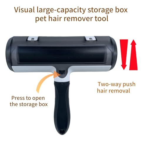Wokaku Roller Pet Hair Remover Lint Brush with Self-Cleaning Fur Bin and Ergonomic Handle for Furniture Couch Carpet Car Seat Bedding Clothes Multi-Surface Dog Cat Hair Removal Tool