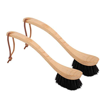 Redecker Dish Brush Set, Horsehair, Curved Handle, 2 Pack – Wrap-Around Design for Delicate Cleaning, Made in Germany - size: Set of 2, 9-1/4-Inches