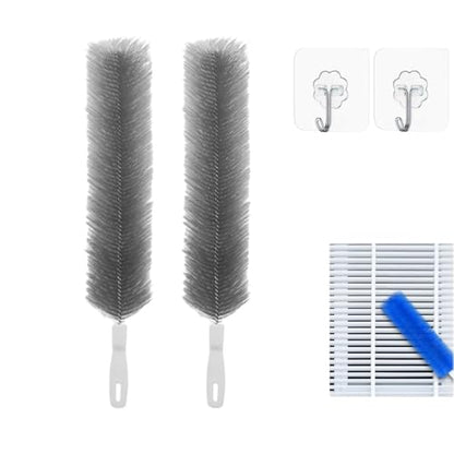 Bendable Microfiber Head, Reusable Dust Remover, Long Fan Cleaning Brush Duster with Flexible Bendable Head, for Electric Fans Air Conditioning, Home Car Vents, Curtain (2PCS Gray) - color: 2pcs Gray