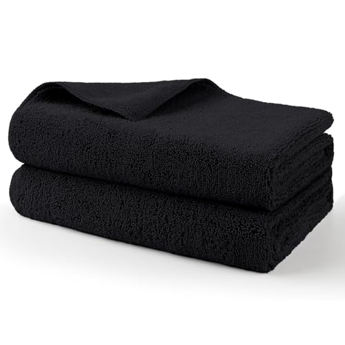 HOMEXCEL Professional Large Microfiber Car Drying Towels 2 Pack, Lint Free, Scratch Free, Highly Absorbent Drying Towel for Cars, SUVs, RVs, Trucks, and Boats,31" x 24", Black - color: Black, size: 31 x 24 Inch