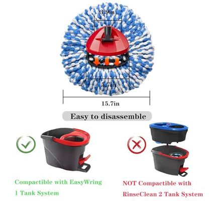 Mop Heads Replacement for O-Ceda Easy Wrin Spin Mop, Microfiber Spin Mop Refills, 4 Packs Mop Head Replacement Easy Cleaning Machine Washable - color: #5 Blue