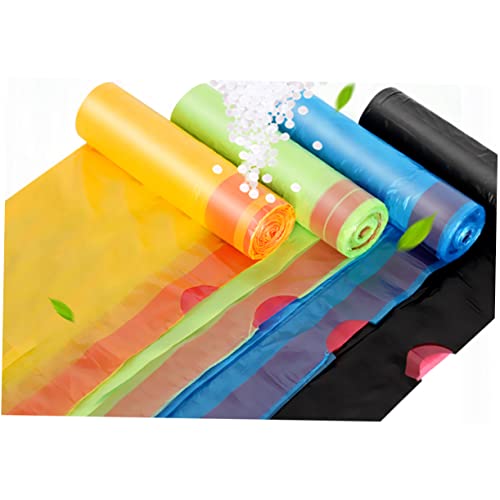 FRCOLOR 15count Kitchen Trash Bags Heavy Duty Drawstring Garbage Bags Yellow for Office Home Bathroom Storage