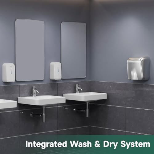 anydry Commercial Automatic Soap Dispenser Large 34oz/1000ml Capacity Wall-Mounted Touchless Liquid Dispenser for High-Traffic Restrooms, Offices, Hospitals Model AD1220S White - color: White