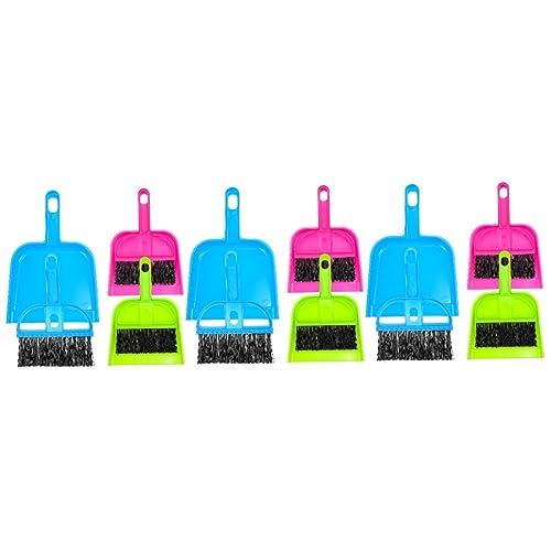 Healifty 9sets Mini Handheld Broom and Dustpan Cleaning Tool for Tabletop and Pet Cages Compact Broom Dust Pan for Easy Cleaning of Narrow Spaces