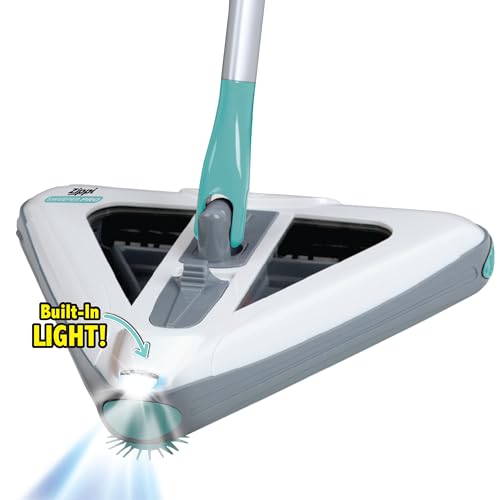 Zippi Sweeper Pro - 2025 New and Improved Lightweight Sweeper, Perfect for Short Carpet Hardwood and Tile, Triangular Design Allows for Sweeping in Corners, LED Light, 1 Hr Cleaning Time - style: Zippi Sweeper Pro