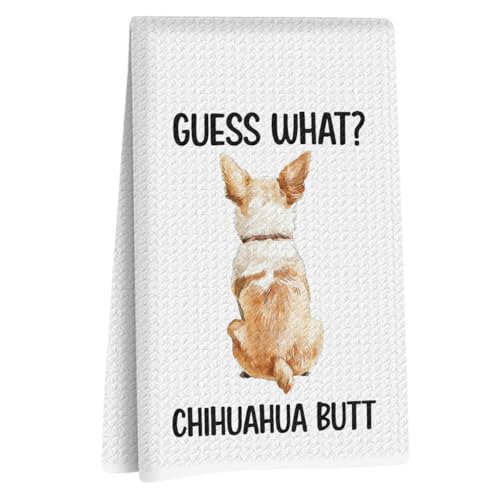 Funny Chihuahua Kitchen Towels, Dog Gifts Hand Towels for Bathroom Kitchen, Chihuahua Gifts for Women Dish Towel Tea for Bathroom Kitchen Decor, Waffle Weave Absorbent Hand Cloth Tea Towel 14x24 Inch - color: Chihuahua Humor