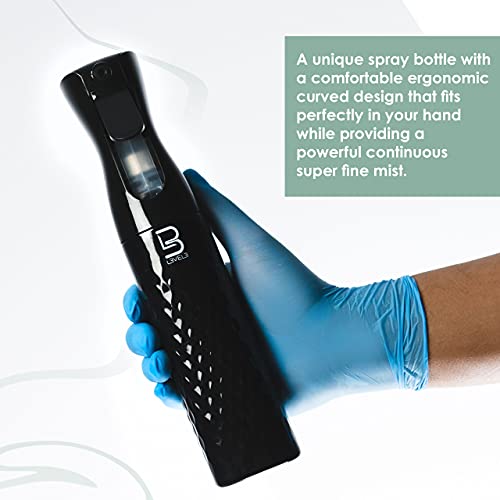 L3 Beveled Spray Bottle - Continuous Spray with a Fine Mist Pattern - Barber and Hair Stylist Supplies - Less Hand Fatigue Compared to Standard Bottles - Level Three Barber Spray - 300 ml (Black) - color: Black