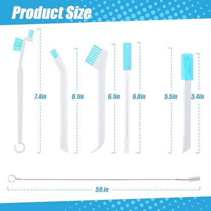 Mity Rain 14PCS Ice Machine Cleaner Set - Ice Maker Cleaning Tools Kit With 2 Pipe Brushes (1.5M Nylon Bristles) and 12 Crevice Cleaning Brushes, White