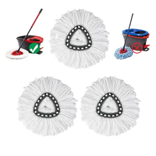 3 Pack Spin Mop Replacement Heads, 100% Microfiber Spin Mop Refill for Easy Wring Compatible with Triangle Spin Mop, 360 Degree Spinning Mop Replace Head for Floor Cleaning - size: 3Pack