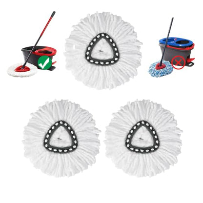 3 Pack Spin Mop Replacement Heads, 100% Microfiber Spin Mop Refill for Easy Wring Compatible with Triangle Spin Mop, 360 Degree Spinning Mop Replace Head for Floor Cleaning - size: 3Pack