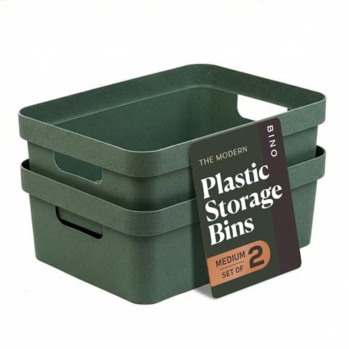 BINO | Plastic Storage Bins, 9 Liter - 2 Pack, Sage | THE MODERN COLLECTION | Plastic Bins for Organization | Woven Storage Baskets for Organizing | Pantry Shelf Organizer Basket Container Bin - color: Sage, size: 9L | 2-Pack