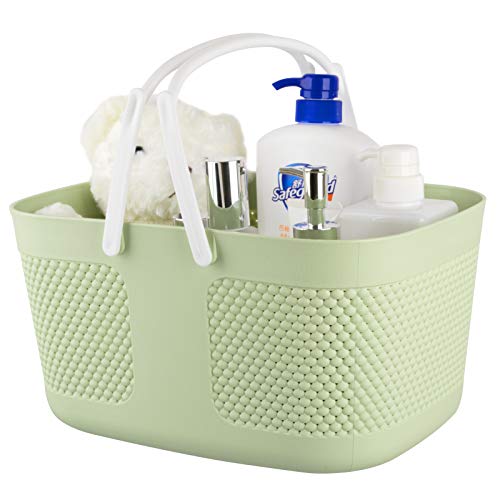 Shower Caddy Basket, Portable Large Capacity Thickened Plastic Organizer Storage Tote with Handles Drainage Toiletry Bag Bin for Bathroom, College Dorm Room Essentials, Kitchen, Camp, Gym, Green - color: Green