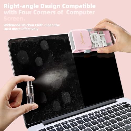 Tassmpitor Keyboard Cleaning Kit, All in 1 Laptop Cleaning Kit for MacBook iPhone iPad Camera Lens Airpods Computer, Compact Keyboard Cleaner with Spray and Brush, Multitool for Electronic Screen - color: Light Pink
