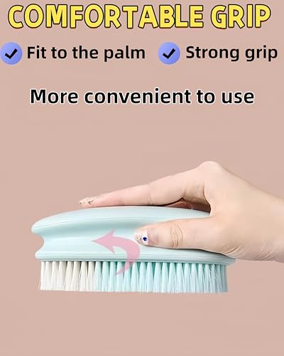 2 Pack Soft Bristle Cleaning Scrub Brush Laundry Brush Scrubber Brush for Clothes, Carpet and Fabric Stain Removal, Scrubbing Brush with Ergonomic Handle (Pink) - color: Pink