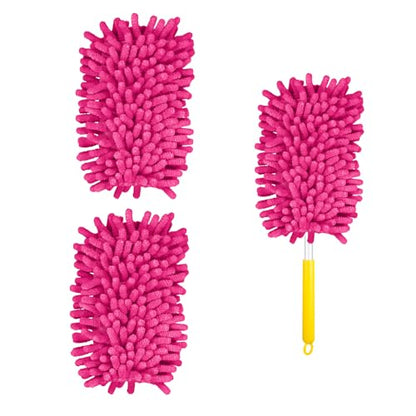 2pcs Duster Refills, Microfiber Dusters Heavy Duty Refills 360 Ceiling Fan Duster Replacements Reusable Hand Dusters for Cleaning (Rose Red) - color: Rose Red
