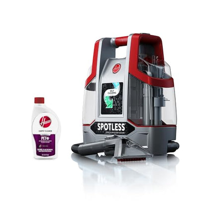 Hoover Spotless Portable Carpet + Upholstery Spot Cleaner Machine, Lightweight Shampooer Machine, Pet Stain Remover, Car and Auto Detailer, Pair with Hoover Carpet Cleaner Solution