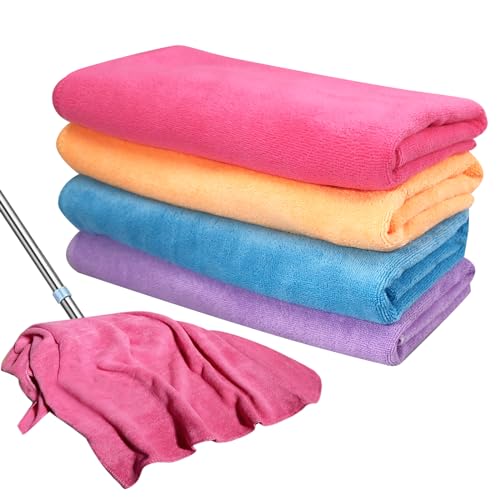 4 Pcs Multicolor Extra Large Microfiber Cleaning Cloth 30 x 20 Inch Reusable Thick Cleaning Towel Washable Solid Color Microfiber Towel for Home Office Window Cars Glass - color: Multicolor