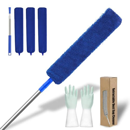 Retractable Dust Gap Cleaner, 53/98IN Retractable Gap Dust Cleaning, Extendable Microfiber Flat Duster with Bendable & Removable Head, Washable for Cleaning Under Furniture (Blue, 2.5m) - color: Blue, size: 2.5m