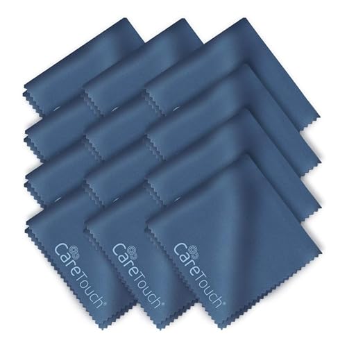 Care Touch Eyeglass Cleaning Cloth - 12 Pack of Microfiber Cleaning Cloth for Glasses, Lenses, Phones and Screens - Large, Lint-Free, Reusable and Scratch-Free - 6 x 7 Inches - Navy - color: Navy, style: 12 Count