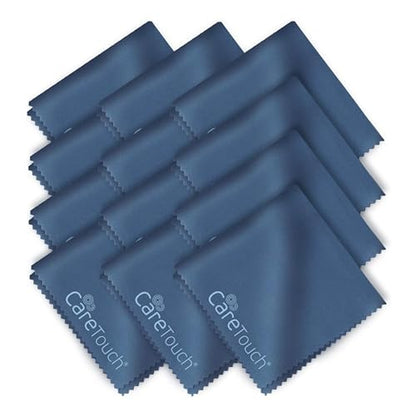 Care Touch Eyeglass Cleaning Cloth - 12 Pack of Microfiber Cleaning Cloth for Glasses, Lenses, Phones and Screens - Large, Lint-Free, Reusable and Scratch-Free - 6 x 7 Inches - Navy - color: Navy, style: 12 Count