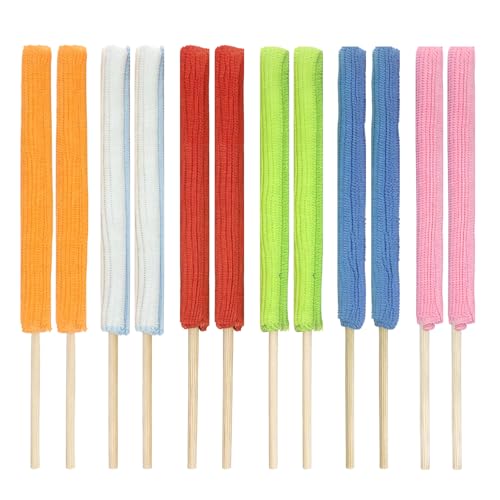 Microfiber Detail Duster Sticks,12 Pcs Mini Dusters for Cleaning,Mini Duster Crevice Cleaning Tool Car,Air Vent Cleaner Fan Cleaning Brush - style: 12 PCS