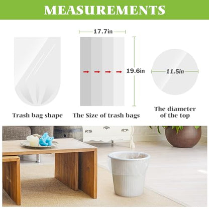 4 Gallon 440 Counts Strong Trash Bags Garbage Bags by Teivio, Bathroom Trash Can Bin Liners, Small Plastic Bags for home office kitchen (Clear) - size: 55 Count (Pack of 8)