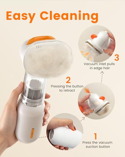 Upgraded kurtmark Vacuum Dog Brush for Shedding, 4-in-1 Self-Cleaning Slicker & Undercoat Rake, Deshedding Grooming Tool, Anti-Static, Massage & Combing All In One!