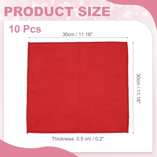 uxcell 10 Pcs Microfiber Cleaning Cloth, Kitchen Towels Reusable Microfiber Towels Highly Absorbent for Household Cleaning Supplies, Kitchen, Bathroom, Red(Square), 11.8" X11.8 - color: Red