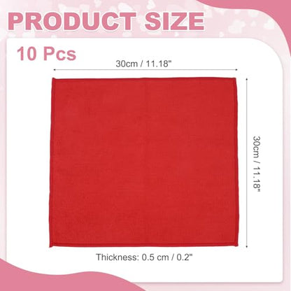 uxcell 10 Pcs Microfiber Cleaning Cloth, Kitchen Towels Reusable Microfiber Towels Highly Absorbent for Household Cleaning Supplies, Kitchen, Bathroom, Red(Square), 11.8" X11.8 - color: Red