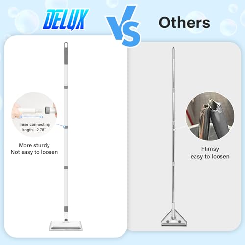 Baseboard Cleaner Tool with Handle, DELUX Baseboard Cleaner with Extendable Long Handle, 4 Reusable Cleaning Pads Wall Cleaner for Baseboards Cleaning, Ceiling, Wall, Floor, Shower Bathroom Kitchen