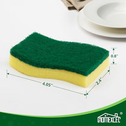 HOMEXCEL Sponges Kitchen 24pcs Heavy Duty for Dishes, Yellow Scrub Cleaning Sponge for Non-Coated Cookware, Dishes, Pots, Pans, Dual Sided Dish Sponge for Kitchen, Household, Bathroom - color: Yellow S Shape