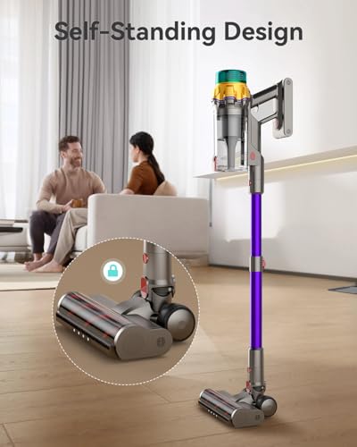 Cordless Vacuum Cleaner, 55KPA 70Mins XL Dust Cup Vacuum Cleaners for Home, Stick Vacuum with Anti-Tangle Brush,LED Display,Self-Standing, Vacuum Cordless for Hardwood Floor, Carpet, Pet Hair