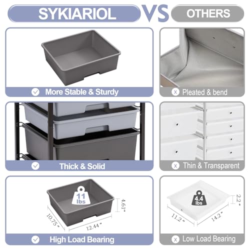 SYKIARIOL Utility Cart with 5 Drawers,Storage Drawer Cart with Wooden Tabletop and Lockable Wheels,Craft Storage Trolley Cart,5-Tier Rolling Utility Cart on Wheels,Dark Grey - color: Dark Grey