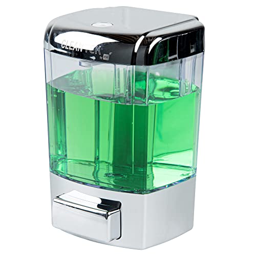 Clean Tek Professional 23.7 Ounce Manual Soap Dispenser, 1 Wall-Mountable Soap Dispenser - With Security Key, Clear Plastic Refillable Soap Dispenser, Push Mechanism, Transparent Tank - Restaurantware - color: Clear