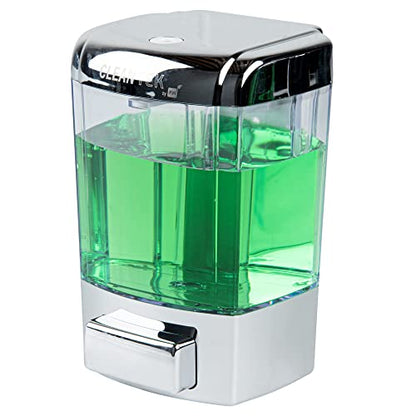 Clean Tek Professional 23.7 Ounce Manual Soap Dispenser, 1 Wall-Mountable Soap Dispenser - With Security Key, Clear Plastic Refillable Soap Dispenser, Push Mechanism, Transparent Tank - Restaurantware - color: Clear