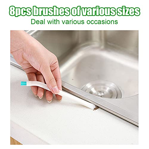 8Pcs Small Crevice Cleaning Brushes for Toilet Corner Tiny Window Door Track Groove Gap Cleaning Scrub Brush Set with Long Handle Detail Cleansing Brushes Home Kitchen Tools(8-Piece Set)