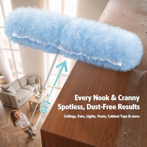 6 ft Extendable Duster Handle with 20 Refills, Compatible with Swiffer, Disposable Microfiber Dusting Pads for Home Cleaning, Ceiling, Fan, Window, Hard-to-Reach Areas - color: 20 Count+ 1 Extended Handle