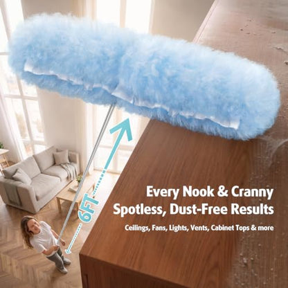 6 ft Extendable Duster Handle with 20 Refills, Compatible with Swiffer, Disposable Microfiber Dusting Pads for Home Cleaning, Ceiling, Fan, Window, Hard-to-Reach Areas - color: 20 Count+ 1 Extended Handle