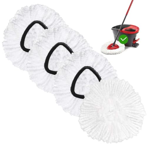 4 Pack Spin Mop Replacement Head Mop Refill Compatible with Oceda Triangle Swivel Mops Microfiber Swivel Mop Refill,Deep Clean,Machine Washable and Easy to Replace - color: White, size: 4 Count (Pack of 1)