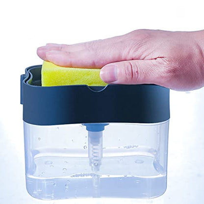 Magik 2-4 Pack 2-in-1 Liquid Soap Pump Press Dispenser Sponge Holder Rack w/Sponge (4 Pack) - size: 4 Pack