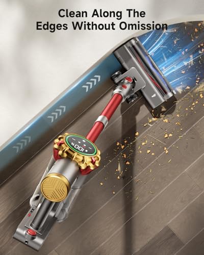 Cordless Vacuum Cleaner, 185AW Powerful Vacuum Cleaner for Home, 65 Mins Stick Vacuum with Self-Stand Design, Anti-Tangle, Lightweight Vacuum Cordless for Hardwood Multi-Surface Floor Carpet Pet Hair