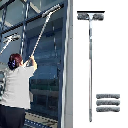 Professionalism Window Cleaner Tool for Windows Cleaning, Window Washing Kit with Streak-free Squeegee & Rotating Head, Extendable Glass Clean Extension Pole for Outdoor(1-1.95m/3.3-6.4ft+Cloth(3 PCS) - size: 1-1.95m/3.3-6.4ft+Cloth(3 PCS)