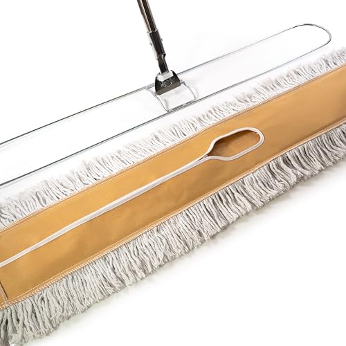 Commercial Dust Mop 48 Inch - Industrial Floor Dust Mop with Aluminum Handle - Reusable Washable Cotton Mop Head for Hardwood Tile Laminate Vinyl Floors - Dry Mop for Janitorial Cleaning