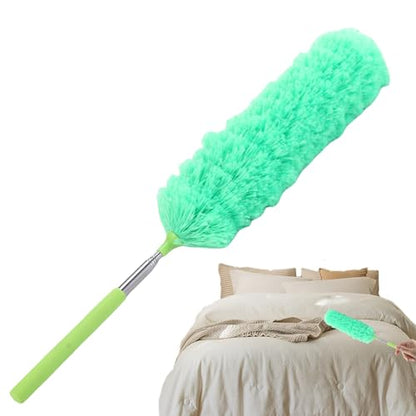 Extendable Feathers Duster Bendable Microfiber Long Handled Duster, Flexible Hand Cobweb Cleaner with Telescoping Pole for Cleaning High Ceiling Fans, Cars, Blinds, Cobweb, Furniture - color: Green