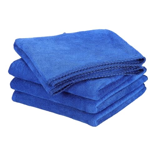 HARFINGTON 4 Pack Microfiber Cleaning Cloth, 28" x 12" Multi-Functional Cleaning Towels Reusable Absorbent Rags for Car Wash Kitchen Household Window Clean, Sapphire Blue - color: Sapphire Blue, size: 28" x 12"