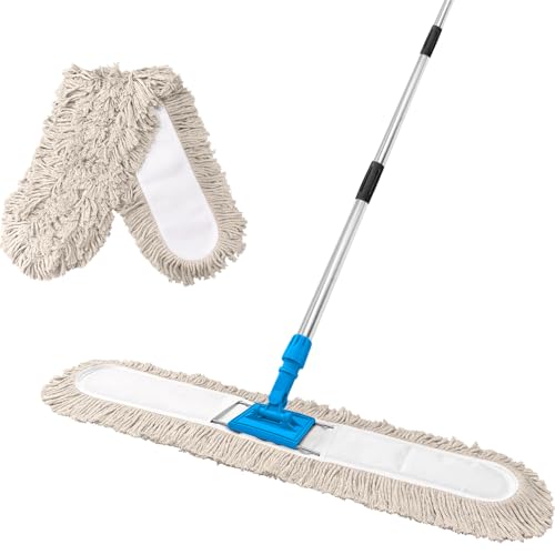 ARTIPOLY 41” Commercial Dust Mop for Floor Cleaning, Industrial Dry Mop with Heavy Duty Long Handle, Large Cotton Reusable mop Head, for Cleaning Office Garage Hardwood Warehouse Factory Mall - size: 36"