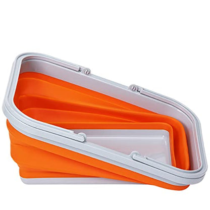 Collapsible Sink with Handle Towel, 2.37 Gal / 9L Foldable Wash Basin for Washing Dishes, Camping, Hiking and Home - color: 2pcs-orange&yellow