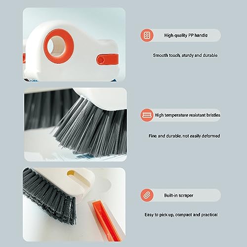 Generic 2Pcs 2 in 1 Groove Cleaning Brush, Window/Door Track Cleaning Brush, Hard Bristle Crevice Cleaning Brush with Hidden Scraper, Crevice Cleaning Brush for Sliding Door Track, White